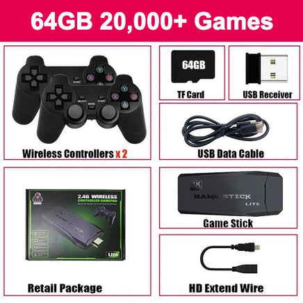Video Game Console Mini Game Stick 40000 Games Built-in with Twin 2.4G Wireless Controllers Lusy Store