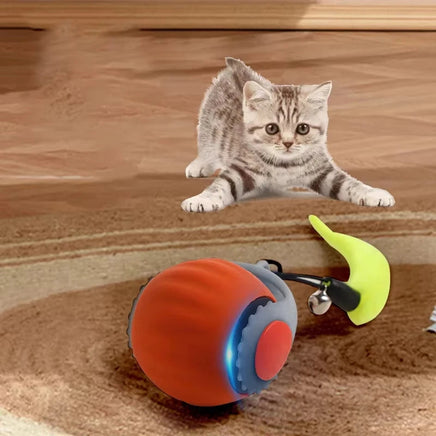Interactive Cat Ball with Faux Tail, Automatic Rolling & Rechargeable, Smart Electric Mouse Toy for Dogs & Cats