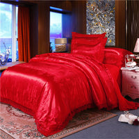 Nordic Satin Jacquard Duvet Cover Set Luxury Flower Bedding Set Adlut Quilt Cover Pillowcases Sheet Twin Queen King Home Texiles Lusy Store