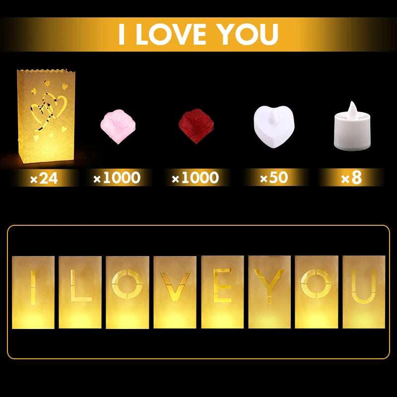 Lusy Store LLC Will You Marry Me Luminous Paper Bag Wedding Proposal Decoration with Illuminated Letter Logo and LED light For Proposal Party Event &amp; Party