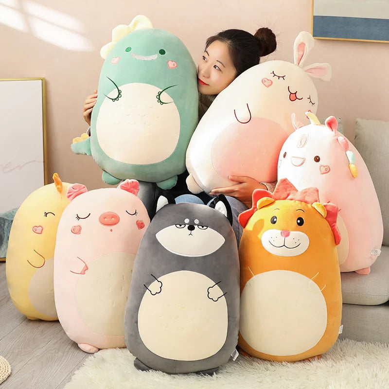 Lusy Store LLC Squishy Toy Kawaii Animal Fat Dinosaur Shiba Inu Dog Pillow Plush Toys Cute Bed Sleeping Cushion Plush