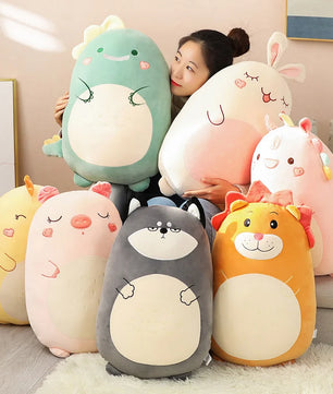 Lusy Store LLC Squishy Toy Kawaii Animal Fat Dinosaur Shiba Inu Dog Pillow Plush Toys Cute Bed Sleeping Cushion Plush