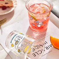 Sanrio water cup cartoon Hello kitty Cinnamoroll My melody cute anime glass cup high temperature resistant coffee cup home gift