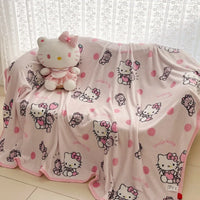 Sanrio Plush Kids Blanket Soft Fluffy Hello Kitty Cinnamoroll Cartoon Warm Throw Quilt Rainbow Blanket for Sofa Bedroom Gift kt