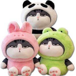 Lusy Store LLC Cosplay Pig Frog Panda Tabby Cat Plush Toy Squishy Hooded Bunny My Emperor Plush Gift Plush