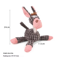 Donkey Plush Squeaky Dog Toy with Cotton Rope, Interactive & Chewable, Teeth Cleaning & Training Toy for Pets Grey