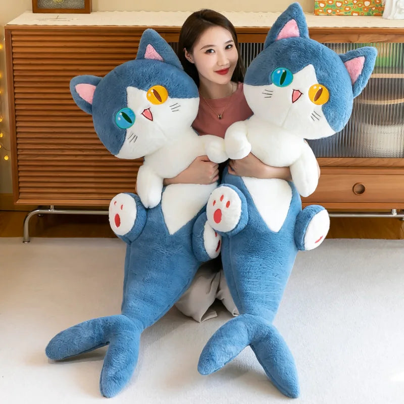 Lusy Store LLC Different Eye Shark Shark Cat Doll Pillow Creative Cat Plush Toy Plush