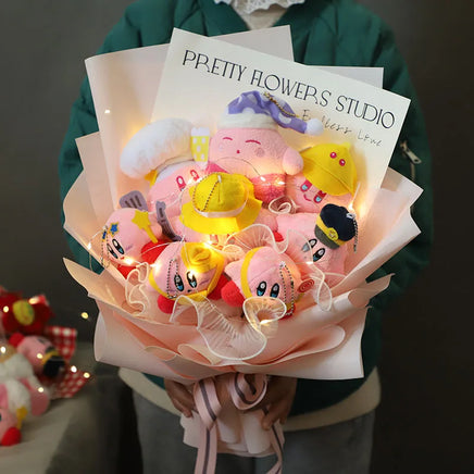 Pink Star Kirby Plush Bouquet Stuffed Plush Flower Bouquet Room Decor Girl Friend Birthday Gifts 8pcs
