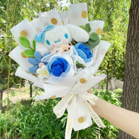 My Melody Kuromi Cinnamoroll Kt Cat Plush Doll Toy With Flowers Creative Handmade Bouquet Valentine Christmas Graduation Gifts 14