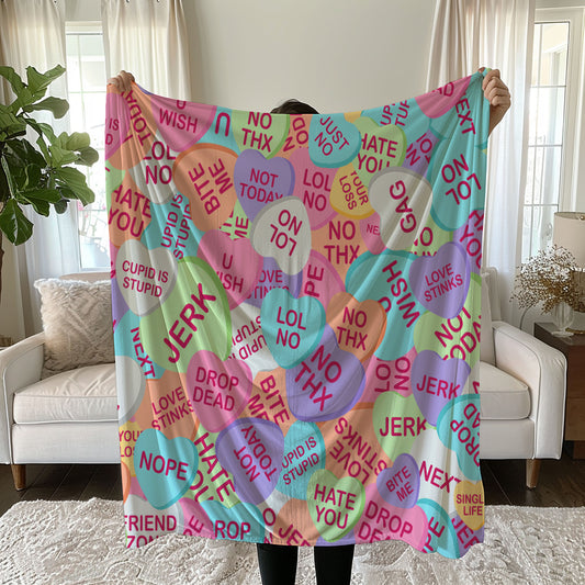 Sarcastic Candy Heart Linen Bedding Set with Playful Messages duvet cover