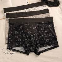 Men Hello Kitty Underwear Kawaii Student Cartoon Ice Silk No Trace Summer Printing Loose Four Corners Boxer Pants Briefs Gift