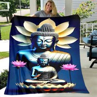 Buddha Sakyamuni Buddhism Faith Religion Soft Plush Blanket, Flannel Blanket Throw Blanket for Living Room Bedroom Bed Sofa Pray