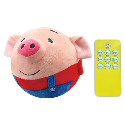 Interactive Moving Dog Ball, Cartoon Pig Plush USB Rechargeable Toy, Washable & Talking Pet Toy for Dogs & Cats Red Pig