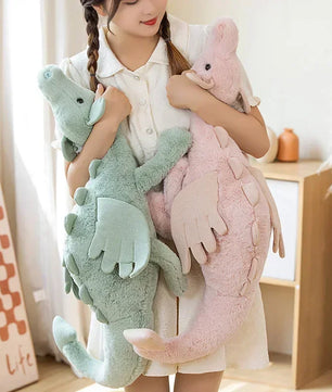 Lusy Store LLC Dragon Plush Toys Stuffed Dinosaur Flying Wings White Pink Green Blue Dragons Birthday Gift for Boy Plush