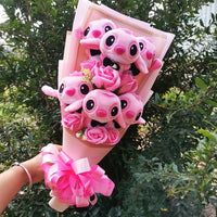 Lusy Store LLC Lilo Stitch Plush Bouquet With Soap Rose Flower Anime Stuffed Animals Gift Bouquet