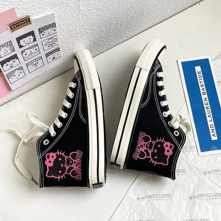 Sanrio Hello Kitty High Top Canvas Shoes - Kawaii Preppy Skateboard Sneakers