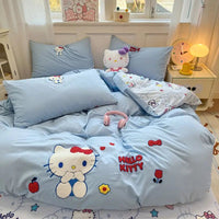 Sanrio Hello Kitty cartoon cute anime character cotton bed sheet duvet cover four-piece kawaii student dormitory three-piece set