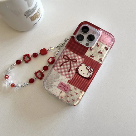 Lusy Store Sanrio Cute Cartoon Coffee Hello Kitty Phone Case For iPhone16 13 14 15 Pro Max Kawaii Acrylic All-Inclusive Soft Case Gift Soft 