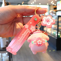 Sakura Figurine Keychain Pink Hello Kitty Melody Kuromi Model PVC budinggou