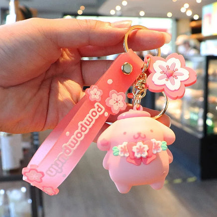 Sakura Figurine Keychain Pink Hello Kitty Melody Kuromi Model PVC budinggou