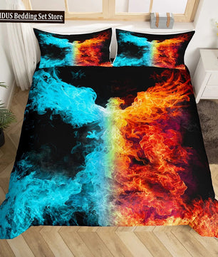 Dragon And Phoenix Duvet Cover Set Full Queen Size, Fantasy World Monster Gothic Bedding Sets Bohemian Mandala Comforter Cover Lusy Store