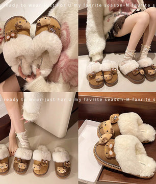 Hello Kitty Plush Slippers Sanrio Anime Y2k Women Cotton Slipper Cute Warm Home Shoes Outdoors Thick Soled Shoes Girls Gift Lusy Store