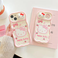 Pink Hello Kitty Sanrio Push Window Lens Phone Case for iPhone 11-16 Pro Max