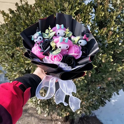 Lusy Store LLC Hello Kitty Bouquet Kuromi My Melody Plush Toys Kawaii Gifts Bouquet