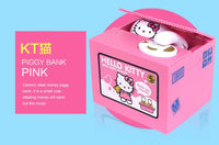 Kitty Cat Piggy Bank Action Figure Anime Cartoon Stealing Coins Kid Pink Cute Piggy Bank Money Safe Birthday Children's Gifts KT Cat