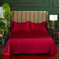 High End Satin Sheets, Soft And Comfortable Solid Color Sheets, Luxurious Single And Twin Bed Sheets jiu hong se