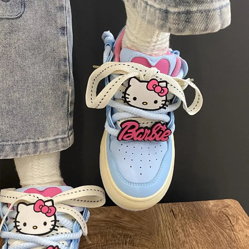 Sanrio Original Japanese Hello Kitty Bread Shoes for Women Spring/Summer New Blue Cute Versatile Kitty Platform Skateboard Shoes Lusy Store