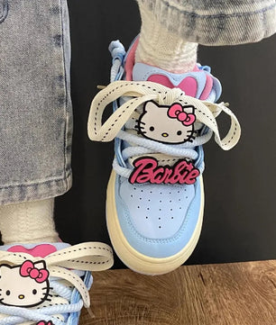 Sanrio Original Japanese Hello Kitty Bread Shoes for Women Spring/Summer New Blue Cute Versatile Kitty Platform Skateboard Shoes Lusy Store