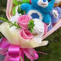 Lusy Store LLC Care Bear Plush Doll Handmade Flower Bouquets Stuffed Animals Valentine Birthday Gifts Bouquet