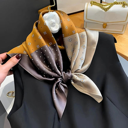 27.56" Paisley Print Small Square Scarf Simulated Silk Thin Neck Scarf Mature Style Sunscreen Headscarf For Women Lusy Store