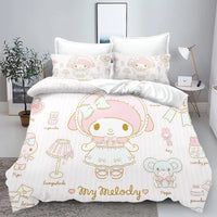 Sanrio, Hello Kitty 3D Children'S Printed Cute Cartoon100% Polyester Bedding Set Duvet Cover Set Bedding Sets Anime Home