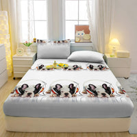 Lusy Store 1 Cartoon Fun Animal Printed Matte Fitted Sheet, Bedroom Printed Bed Cover, Bedding (Excluding Pillowcases) 