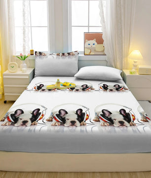 Lusy Store 1 Cartoon Fun Animal Printed Matte Fitted Sheet, Bedroom Printed Bed Cover, Bedding (Excluding Pillowcases) 