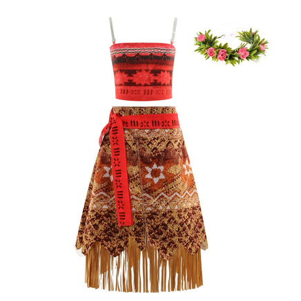 Girl Costume for Girls Moana Dress Kids Princess Dress with Necklace Halloween Costumes Party Baby Children Vaiana Outfit 8