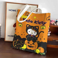 Kawaii Sanrio Halloween Hello Kittys Shoulder Bags Cartoon Anime Kuromi Girl Canvas Shoulder Bag Shopping BagNo zipper