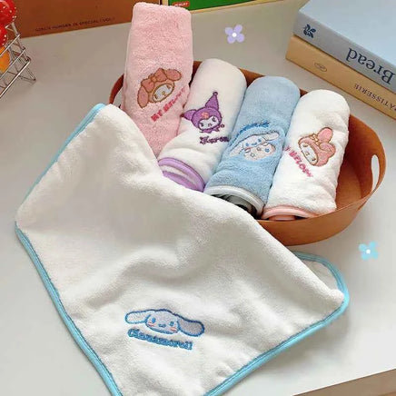 5pcs Sanrio Cinnamoroll Kids Towel Kuromi my melody Absorbent Face Wash Bath Dry Hair Towel Soft Coral Velvet Embroidery Towel