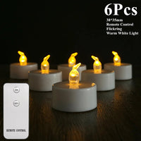 12/24pc Flameless LED Candle with/without Remote control Lighting Flickering Flame Tea Light for Halloween Christmas Home Decor 6 Pcs