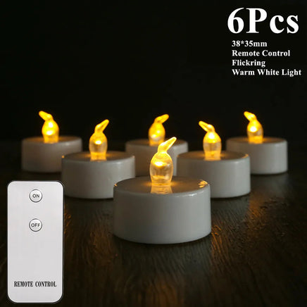 12/24pc Flameless LED Candle with/without Remote control Lighting Flickering Flame Tea Light for Halloween Christmas Home Decor 6 Pcs