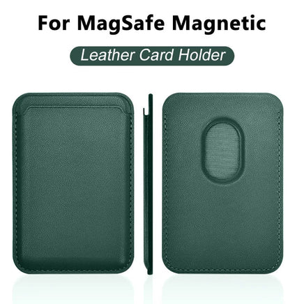 For Magsafe Magnetic Wallet Phone Case For iPhone 14 13 12 Pro Max Leather Card Holder Bag Dark Green