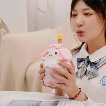 Sanrio Kuromi Birthday Cake Shape Musical Plush Doll Pudding Dog Yugui Dog Singing Candle Luminous Doll fantasy Game