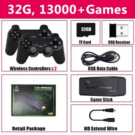 Video Game Console Mini Game Stick 40000 Games Built-in with Twin 2.4G Wireless Controllers Lusy Store