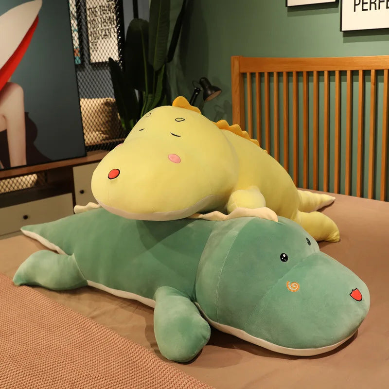 Lusy Store LLC Big Long Cute Dinosaur Plush Toy Soft Cartoon Animal Crocodile Plush Doll Boyfriend Pillow Gift Plush
