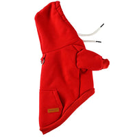 Dog Hoodie Small And Medium Dog Vest Outdoor Sweatshirt Bulldog Husky Warm Fleece Pet Clothing Puppy Costume Red