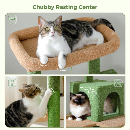 Large Cactus Cat Tree with Hammock & Condo