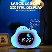 Night Light Clock Cat Baby Sleeping Training Musical Alarm Clock Led Night Table Light Children Sleep Training E