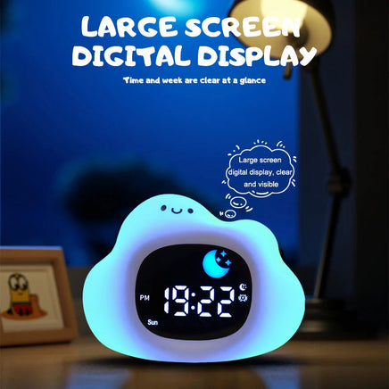 Night Light Clock Cat Baby Sleeping Training Musical Alarm Clock Led Night Table Light Children Sleep Training E